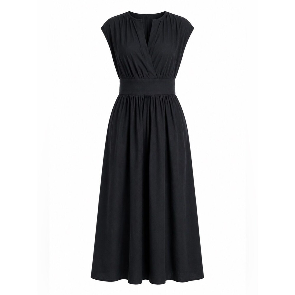🇺🇸 BOGO 🇺🇸 Banana Republic Mixed Media Poplin Black Maxi Dress